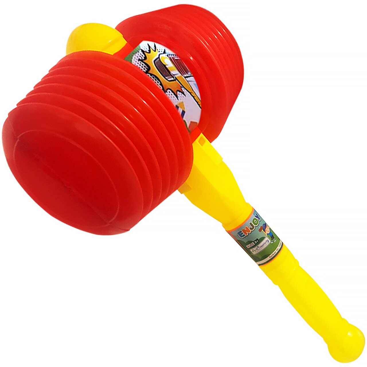 ArtCreativity: Giant Squeaky Hammer - Red & Yellow - Jumbo 17" Pounding Noise & Sound Toy, For Clowns-Carnivals-Circus-Birthday Party, Kids Ages 3+